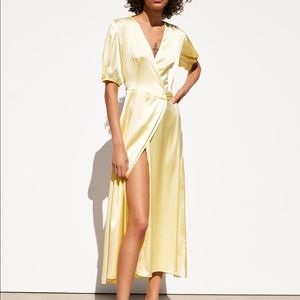 Zara yellow satin dress